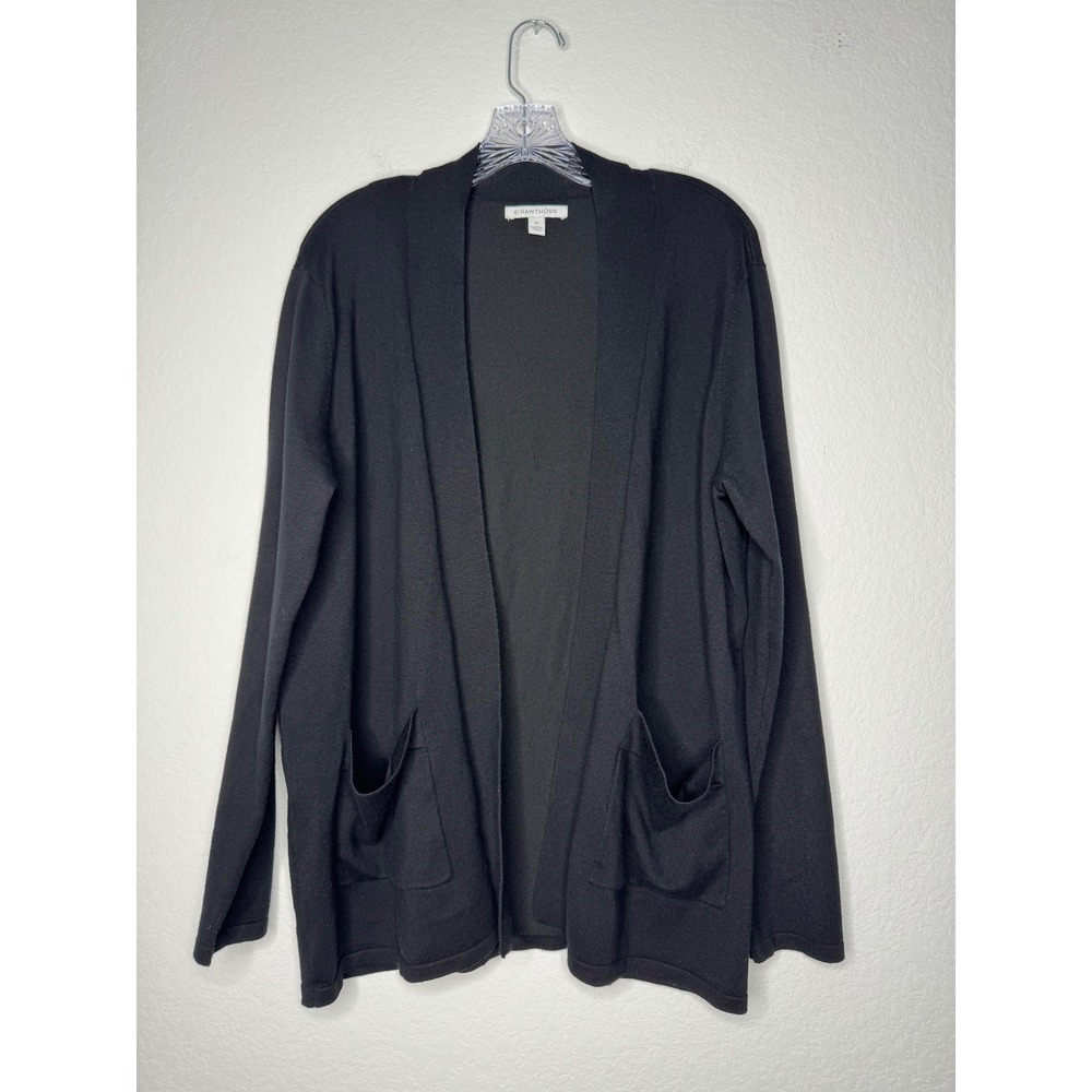 41 Hawthorn Black Open Front Cardigan Sweater with Pockets Womens Size XL Office
